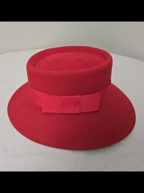 Vintage Lancaster 100% wool red hat WPL 4384 Made In USA 13x12
